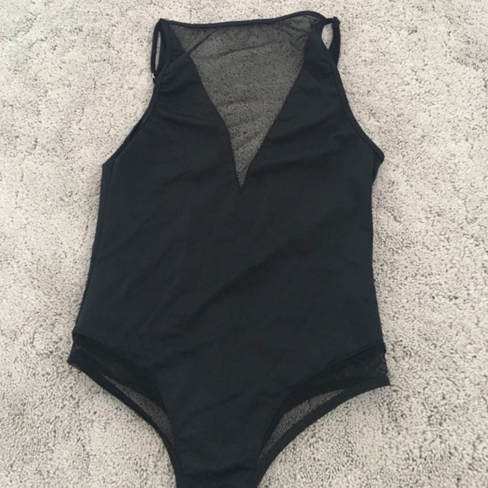 One Piece Mesh V-Neck Bodysuit!
